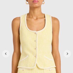AMANDA UPRICHARD NWOT Yellow White Tweed CALIGARI VEST S